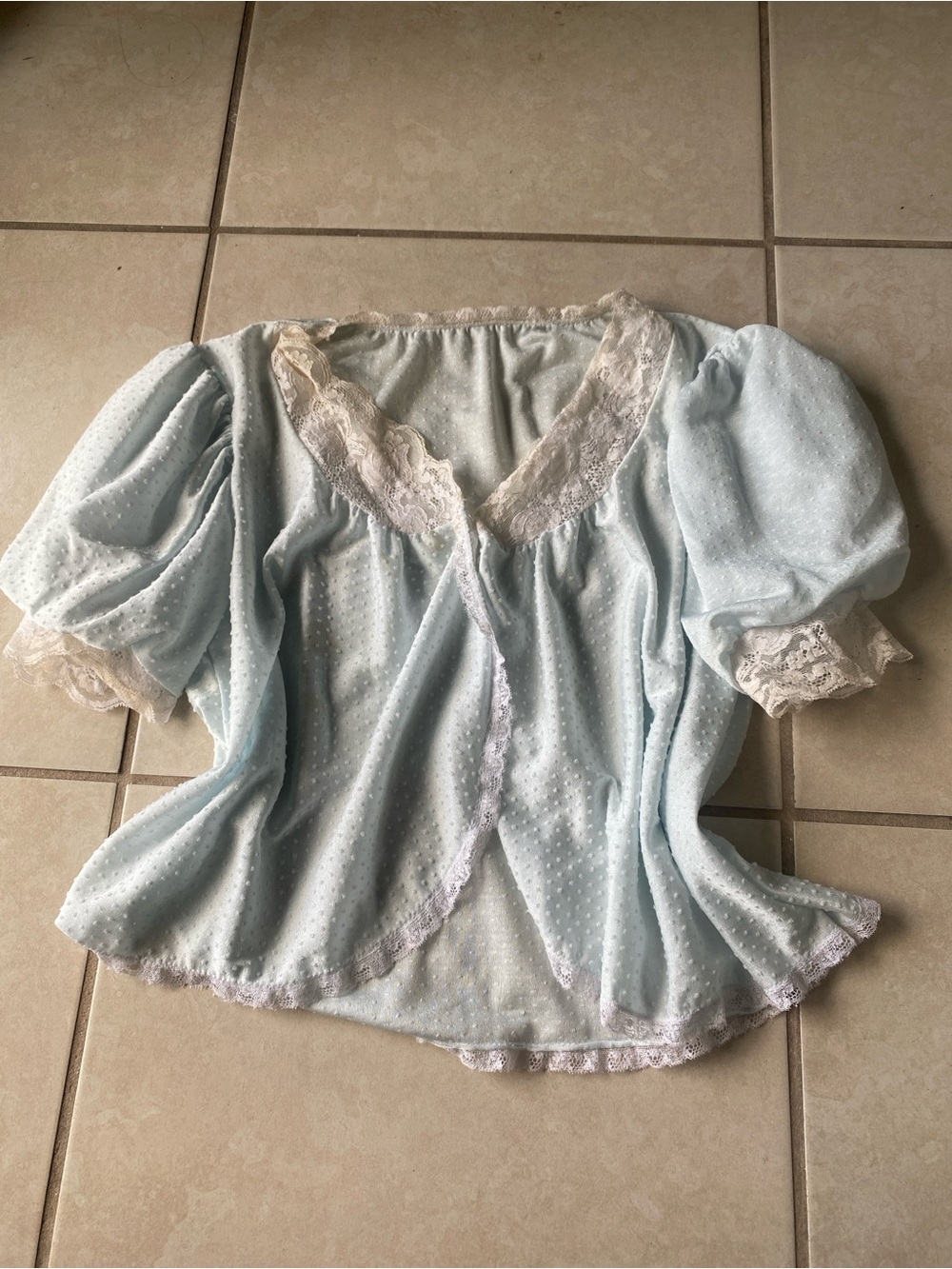 Loungewear Peignoir Puff Sleeve Cropped Cape in Baby Blue